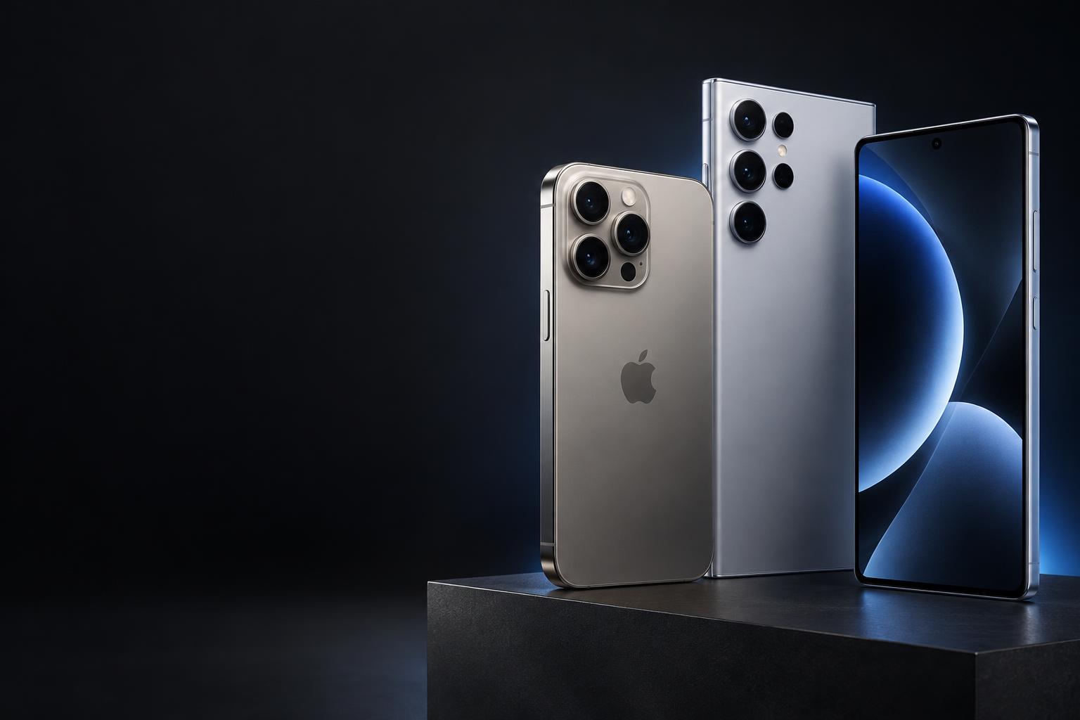 Titanium iPhone and Samsung Galaxy smartphones